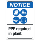 Ppe Required In Plant Sign, ANSI Notice Sign