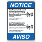 Radio Frequency Fields May Exceed Bilingual Sign, ANSI Notice Sign