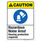 Hazardous Noise Area Hearing Protection Required Sign, ANSI Caution Sign, (SI-4997)