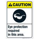 Eye Protection Required In This Area Sign, ANSI Caution Sign, (SI-5014)