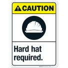 Hard Hat Required Sign, ANSI Caution Sign