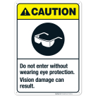 Do Not Enter Without Wearing Eye Protection Sign, ANSI Caution Sign