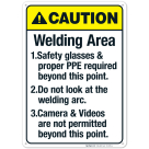 Welding Area Sign, ANSI Caution Sign