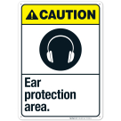 Ear Protection Area Sign, ANSI Caution Sign