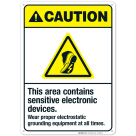 This Area Contains Sensitive Electronic Devices Sign, ANSI Caution Sign