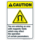 You Are Entering An Area With Magnetic Field Sign, ANSI Caution Sign