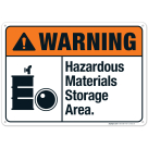 Hazardous Materials Storage Area Sign, ANSI Warning Sign