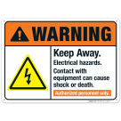 Keep Away Electrical Hazards Contact With Equipment Sign, ANSI Warning Sign