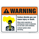 Carbon Dioxide Gas Can Cause Injury Or Death Sign, ANSI Warning Sign
