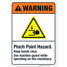 Pinch Point Hazard Keep Hands Clear Sign, ANSI Warning Sign