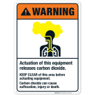 Actuation Of This Equipment Releases Carbon Dioxide Sign, ANSI Warning Sign
