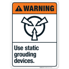 Use Static Grounding Devices Sign, ANSI Warning Sign
