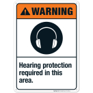 Hearing Protection Required In This Area Sign, ANSI Warning Sign