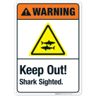 Keep Out Shark Sighted Sign, ANSI Warning Sign