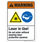 Laser In Use Do Not Enter Sign, ANSI Warning Sign, (SI-5147)