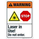 Laser In Use Do Not Enter Sign, ANSI Warning Sign