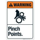 Pinch Points Sign, ANSI Warning Sign
