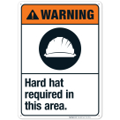Hard Hat Required In This Area Sign, ANSI Warning Sign