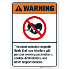 This Room Contains Magnetic Fields Sign, ANSI Warning Sign