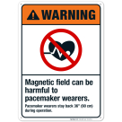 Magnetic Field Can Be Harmful To Pacemaker Wearers Sign, ANSI Warning Sign