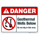 Geothermal Wells Below Do Not Dig In This Area Sign, ANSI Danger Sign