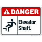Elevator Shaft Sign, ANSI Danger Sign
