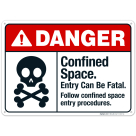 Confined Space Entry Can Be Fatal Follow Sign, ANSI Danger Sign