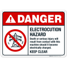 Electrocution Hazard Sign, ANSI Danger Sign