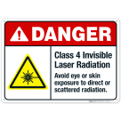 Class 4 Invisible Laser Radiation Avoid Eye Or Skin Exposure Sign, ANSI Danger Sign