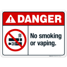 No Smoking Or Vaping Sign, ANSI Danger Sign