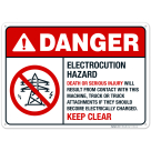 Electrocution Hazard Keep Clear Sign, ANSI Danger Sign