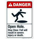Open Hole Stay Clear Sign, ANSI Danger Sign
