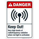 Keep Out Very High Levels Of Radiofrequency Radiation Sign, ANSI Danger Sign, (SI-5248)