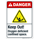Keep Out Oxygen Deficient Confined Space Sign, ANSI Danger Sign
