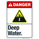 Deep Water Sign, ANSI Danger Sign, (SI-5275)