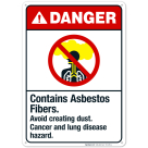 Contains Asbestos Fibers Avoid Creating Dust Sign, ANSI Danger Sign, (SI-5278)
