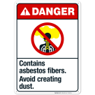Contains Asbestos Fibers Avoid Creating Dust Sign, ANSI Danger Sign
