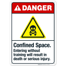 Confined Space Entering Without Training Will Result In Death Sign, ANSI Danger Sign
