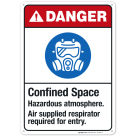 Confined Space Hazardous Atmosphere Sign, ANSI Danger Sign
