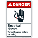 Electrical Hazard Turn Off Power Before Servicing Sign, ANSI Danger Sign