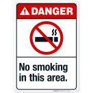 No Smoking In This Area Sign, ANSI Danger Sign