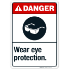 Wear Eye Protection Sign, ANSI Danger Sign