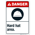 Hard Hat Area Sign, ANSI Danger Sign