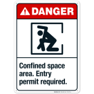 Confined Space Area Entry Permit Required Sign, ANSI Danger Sign