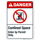 Confined Space Enter By Permit Only Sign, ANSI Danger Sign, (SI-5335)