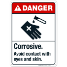 Corrosive Avoid Contact With Eyes And Skin Sign, ANSI Danger Sign