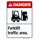 Forklift Traffic Area Sign, ANSI Danger Sign