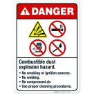 Combustible Dust Explosion Hazard Sign, ANSI Danger Sign