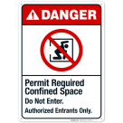 Permit Required Confined Space Do Not Enter Authorized Entrants Sign, ANSI Danger Sign