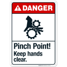 Pinch Point Keep Hands Clear Sign, ANSI Danger Sign